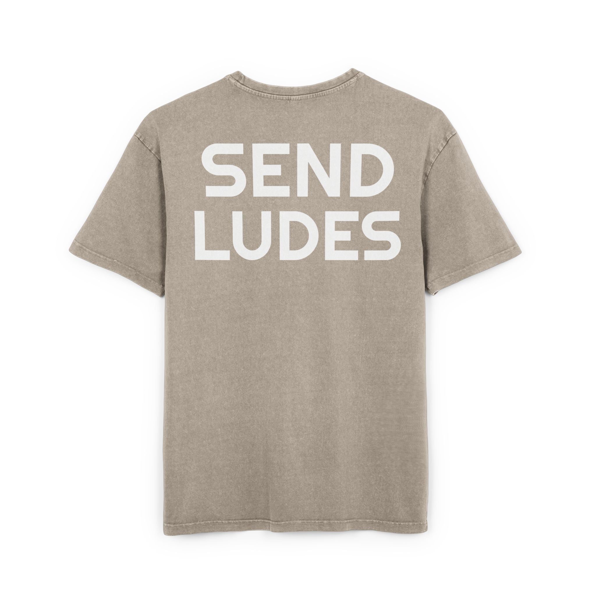 Men's Acid Washed Oversize Tee - Send Ludes Graphic Shirt for Casual Style