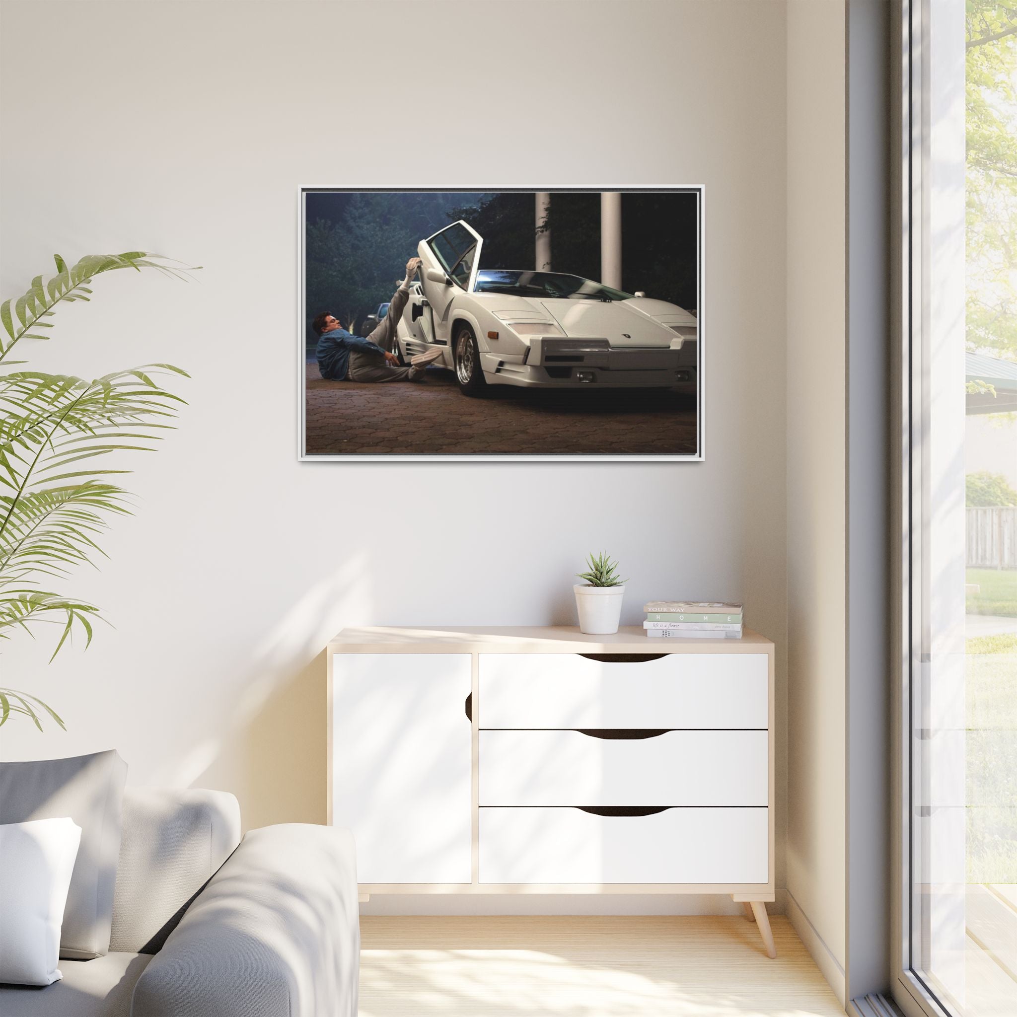 Retro Car Wall Art - Framed Matte Canvas Print for Car Enthusiasts