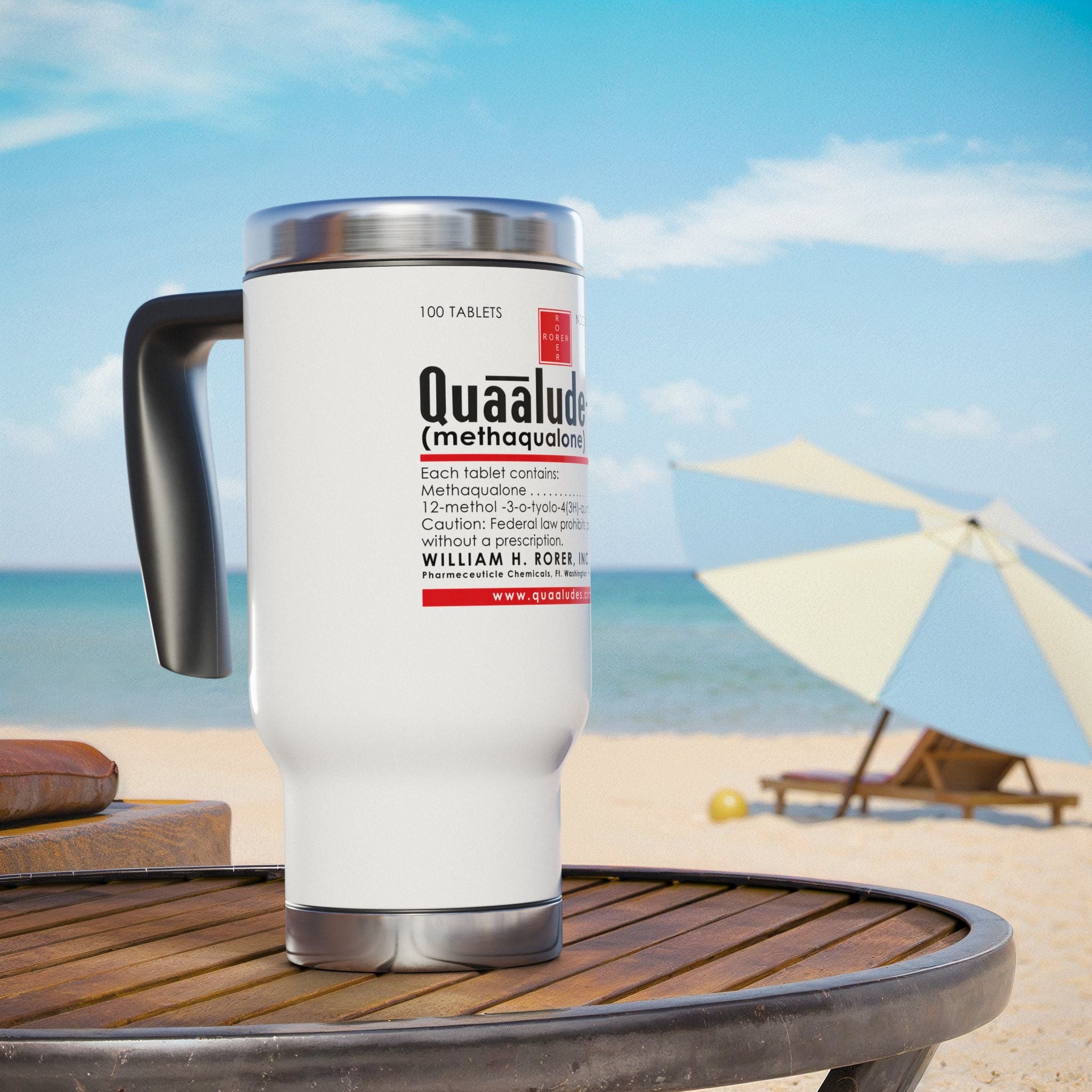 Quaaludes Stainless Steel Travel Mug