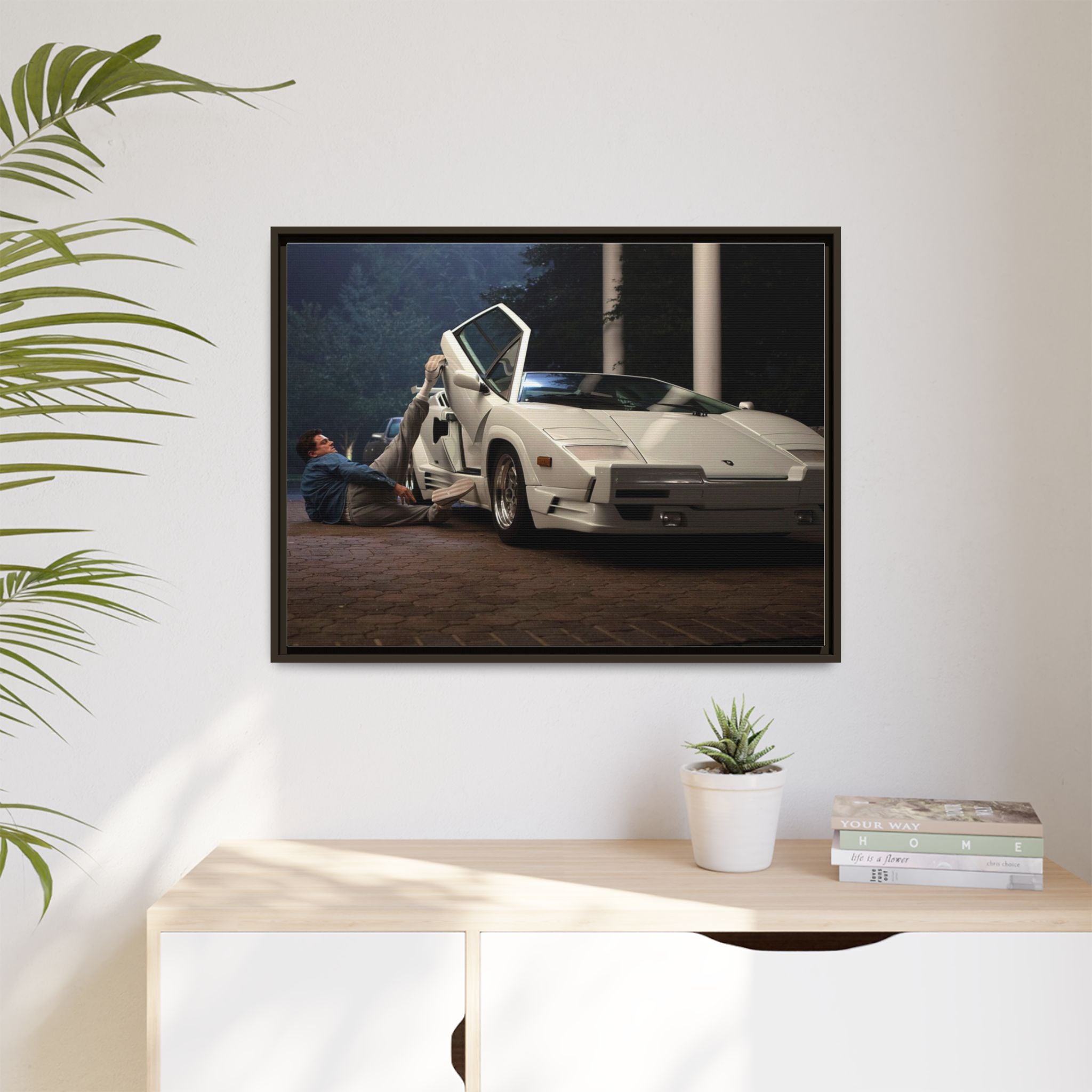 Retro Car Wall Art - Framed Matte Canvas Print for Car Enthusiasts