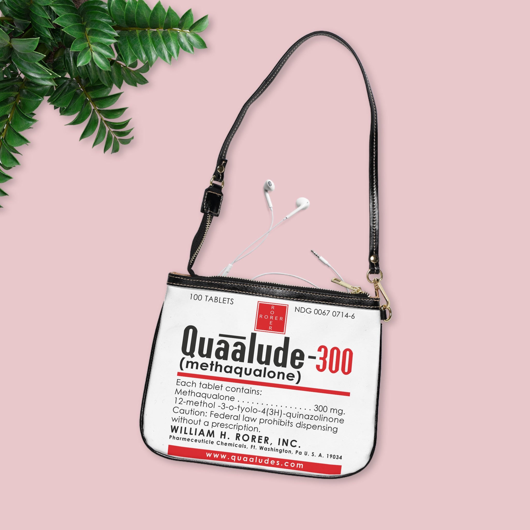 Vintage Quaalude Small Shoulder Bag - Retro Drug Label Design