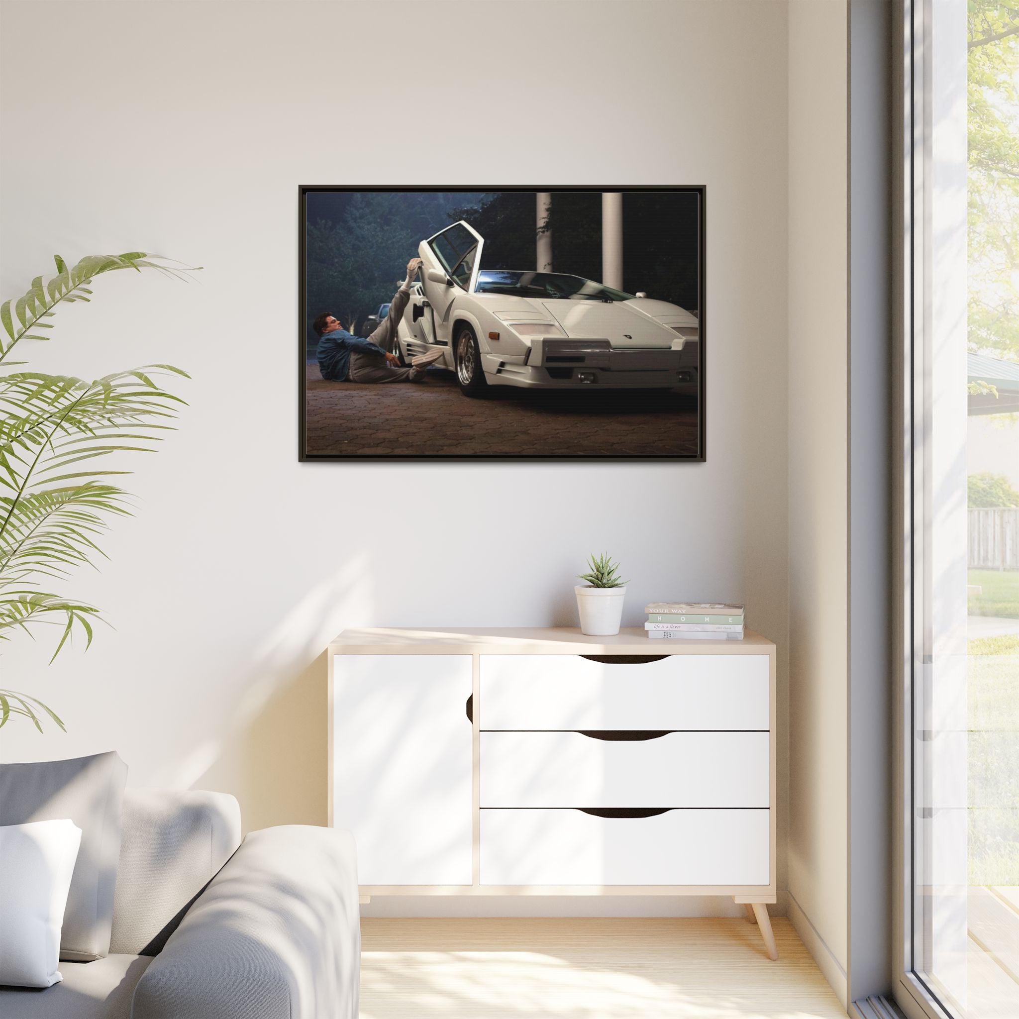 Retro Car Wall Art - Framed Matte Canvas Print for Car Enthusiasts