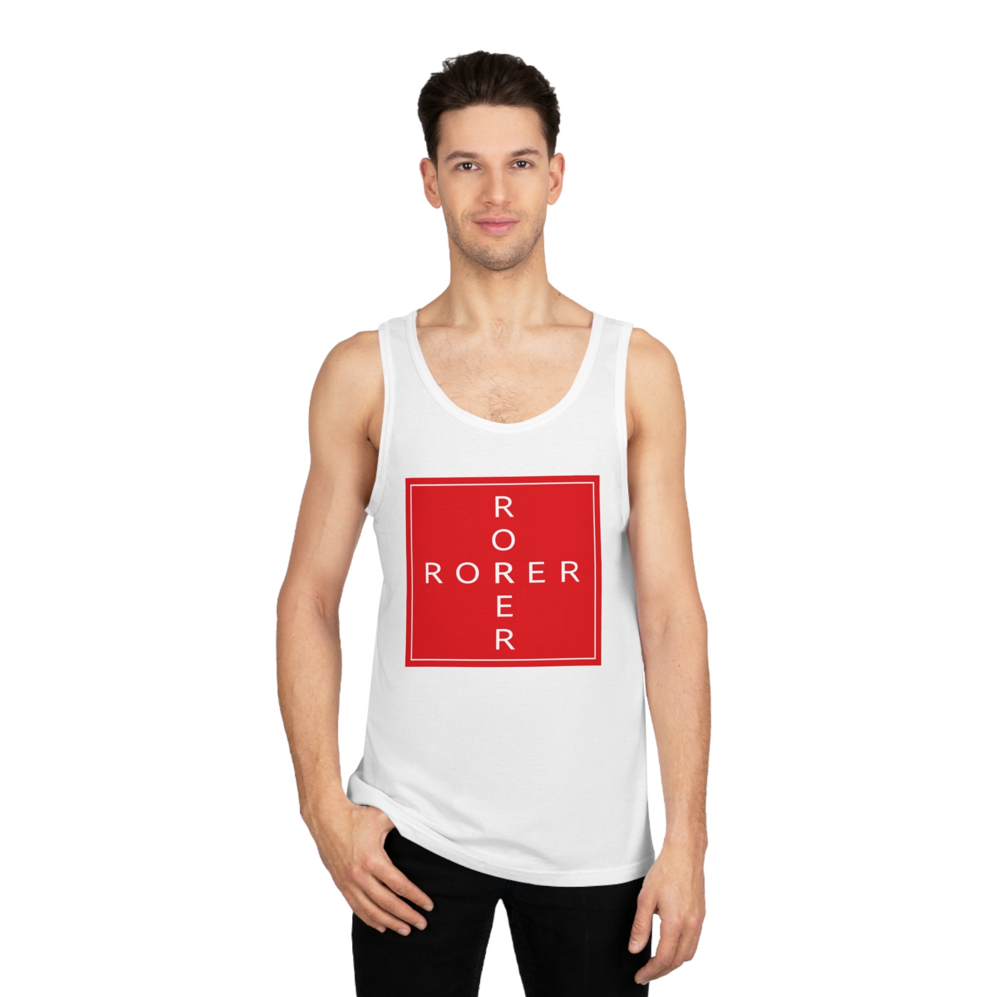 Unisex Softstyle™ Tank Top with Bold Red Graphic