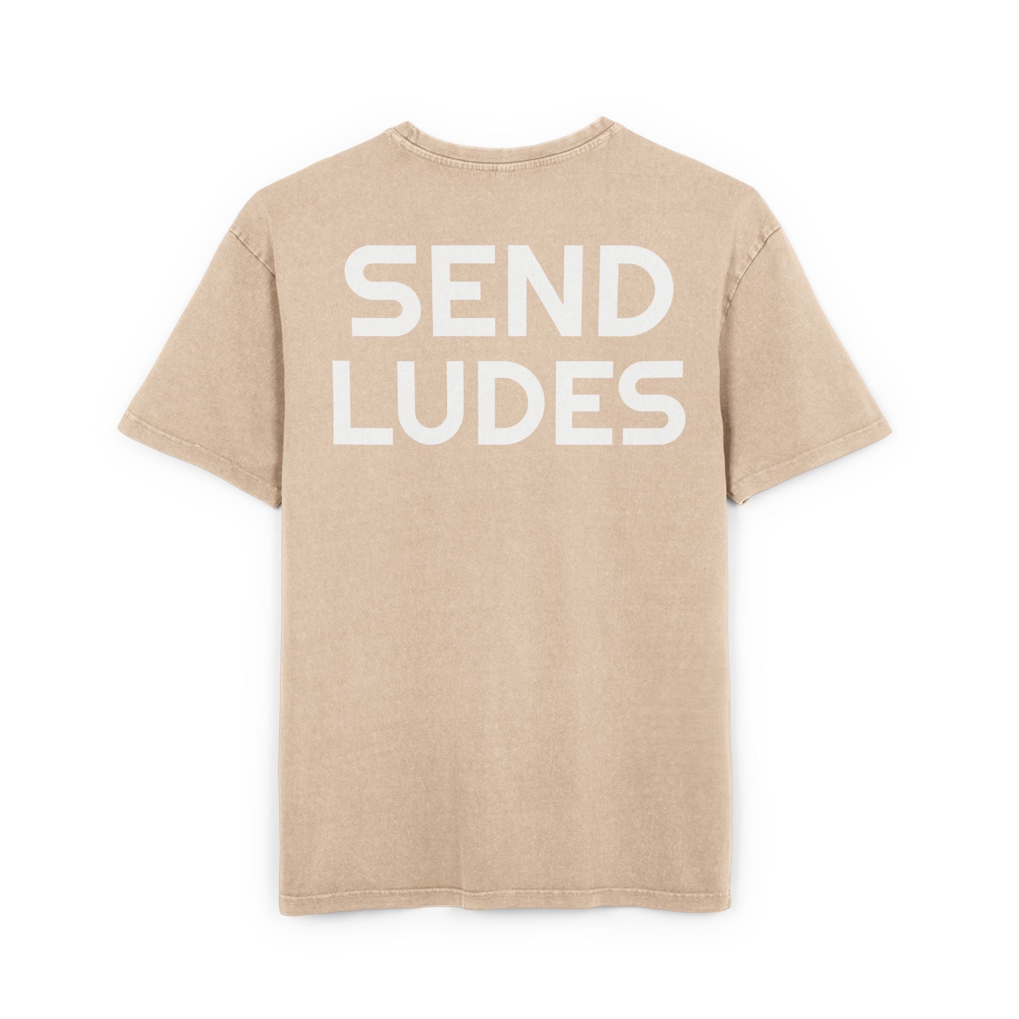 Men's Acid Washed Oversize Tee - Send Ludes Graphic Shirt for Casual Style