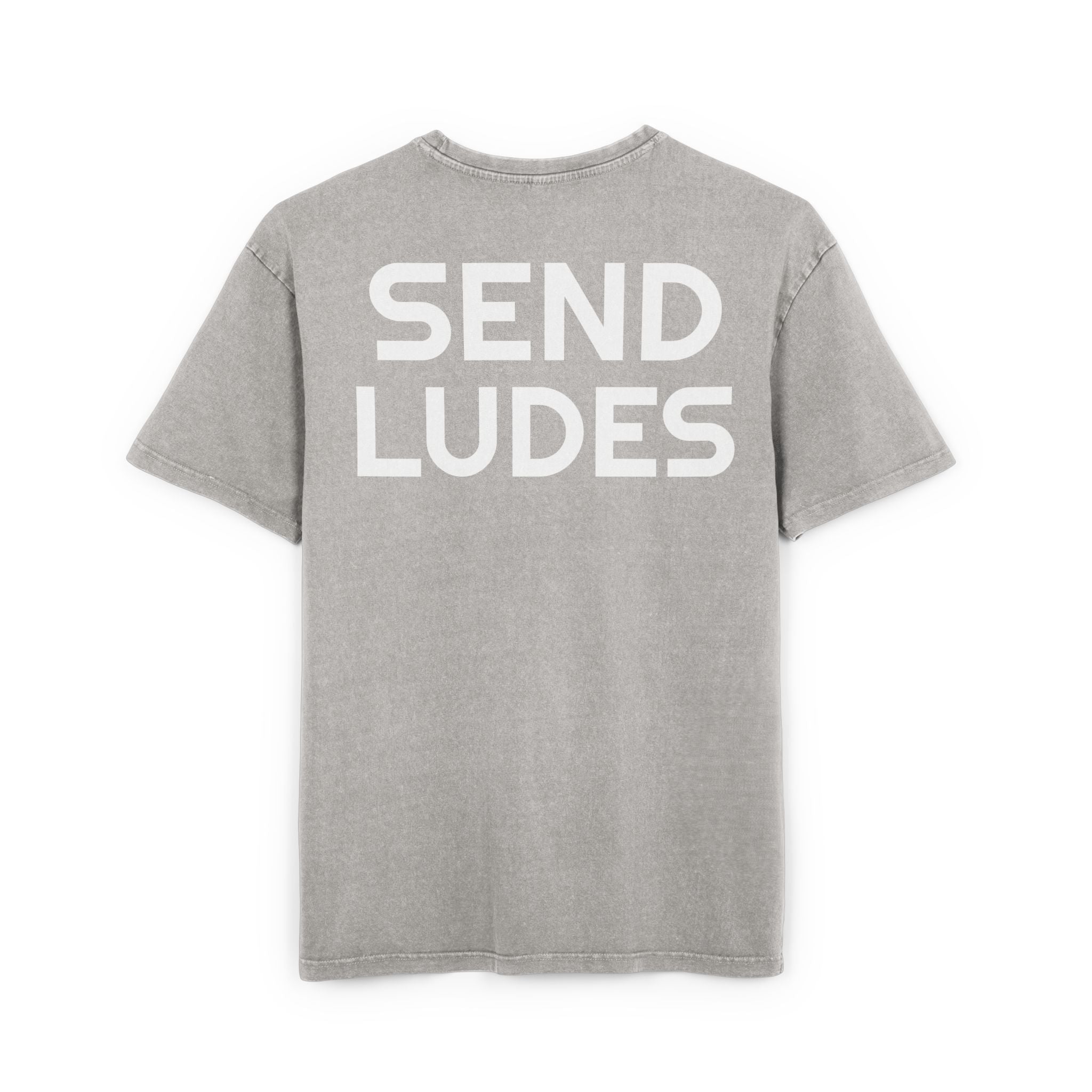 Men's Acid Washed Oversize Tee - Send Ludes Graphic Shirt for Casual Style