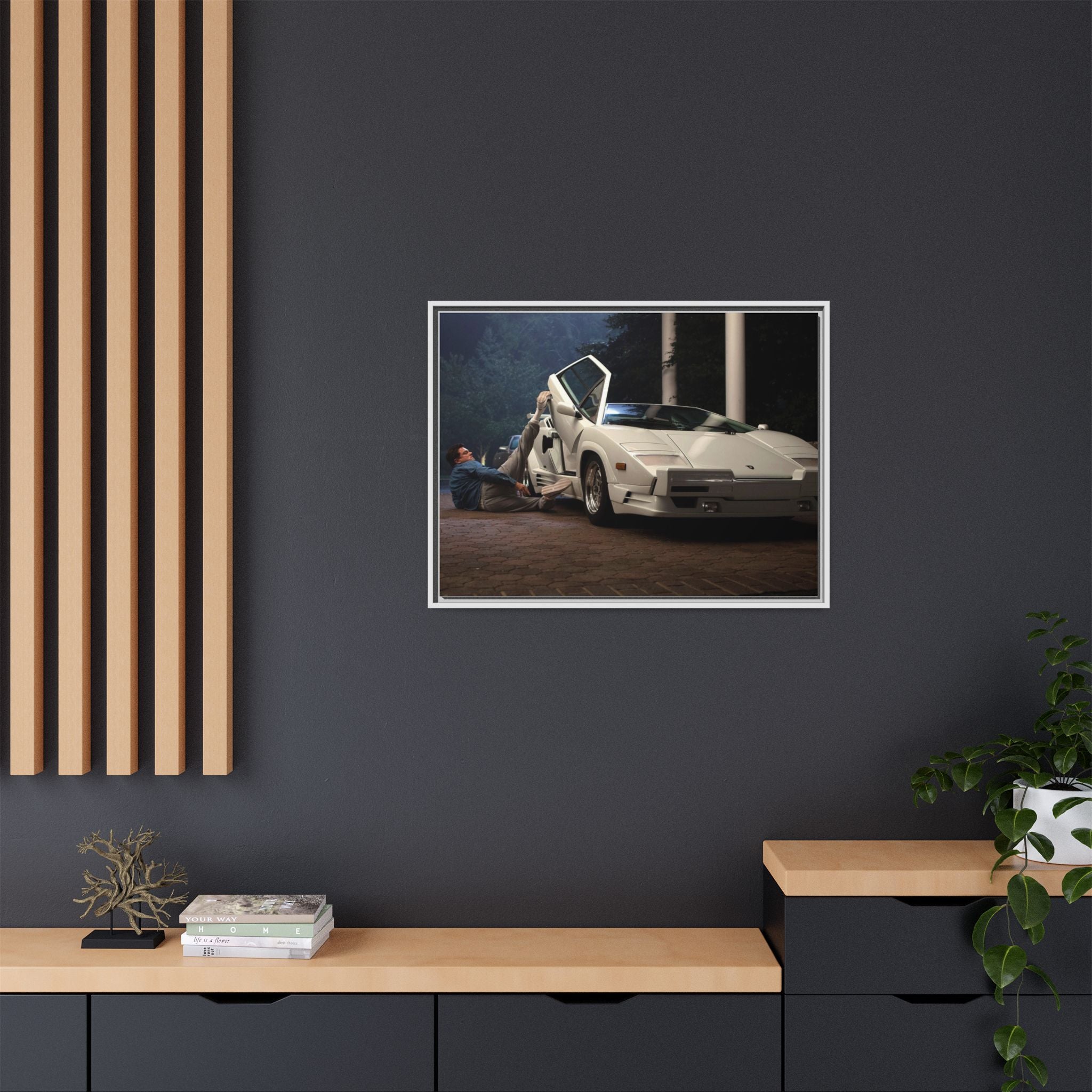 Retro Car Wall Art - Framed Matte Canvas Print for Car Enthusiasts