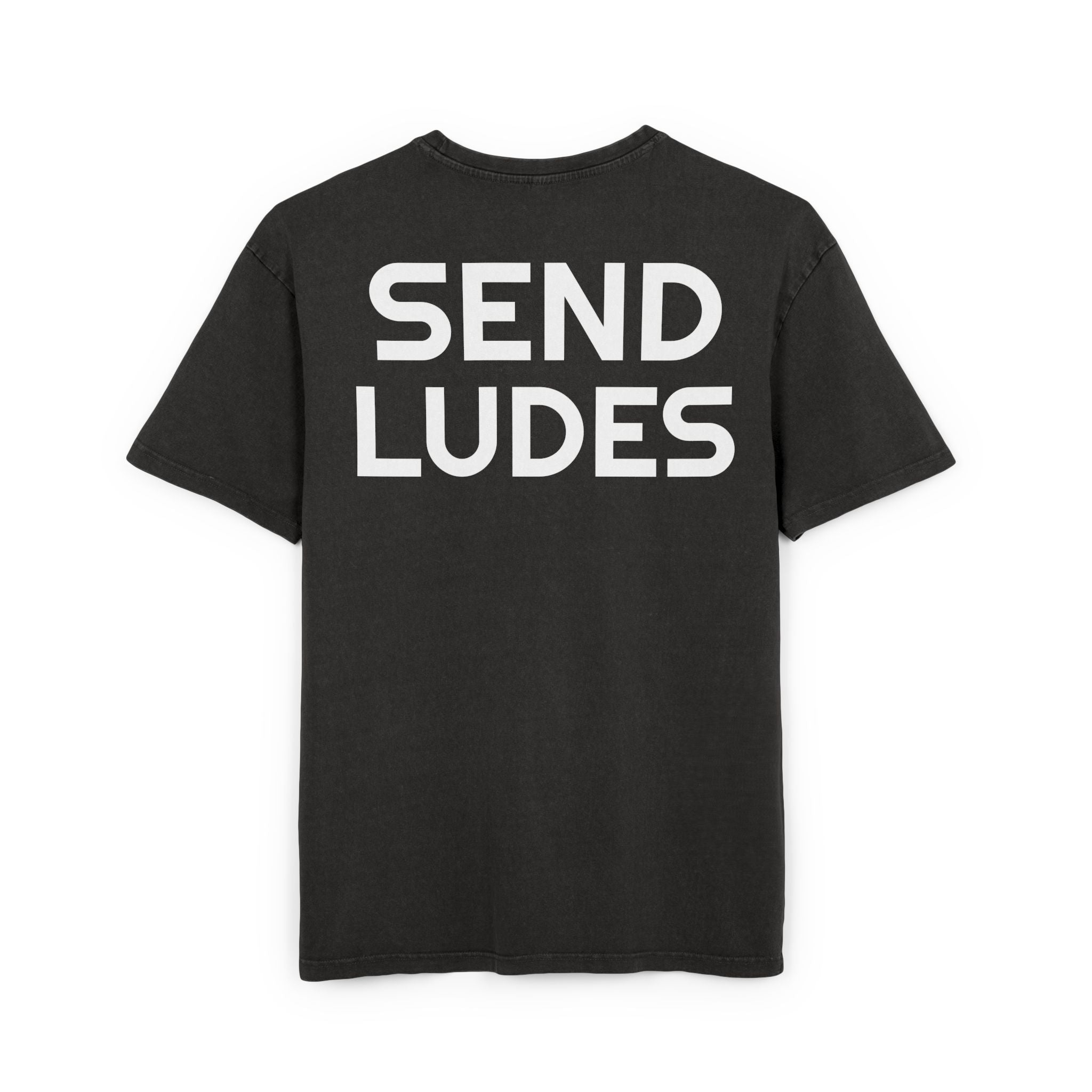 Men's Acid Washed Oversize Tee - Send Ludes Graphic Shirt for Casual Style