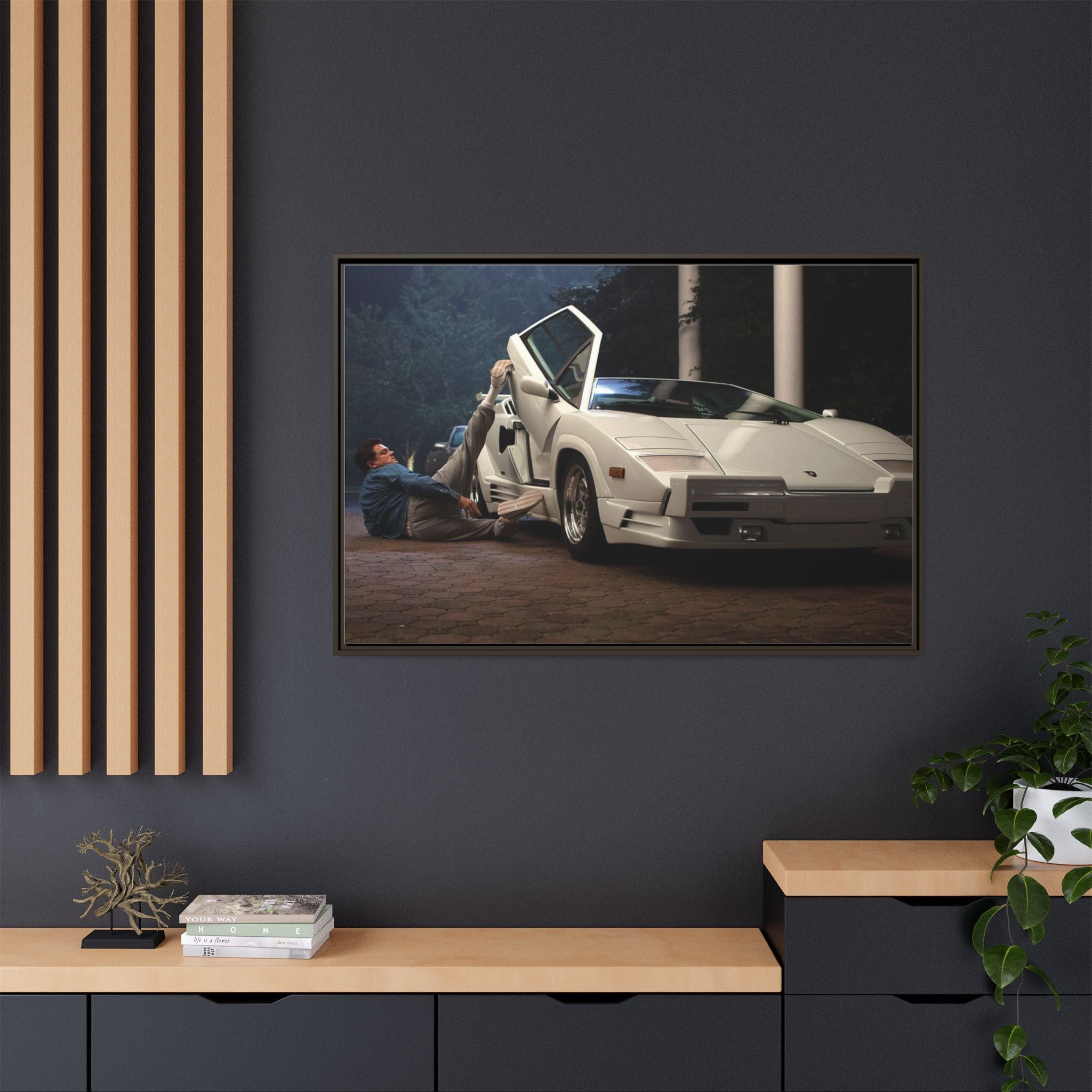 Retro Car Wall Art - Framed Matte Canvas Print for Car Enthusiasts