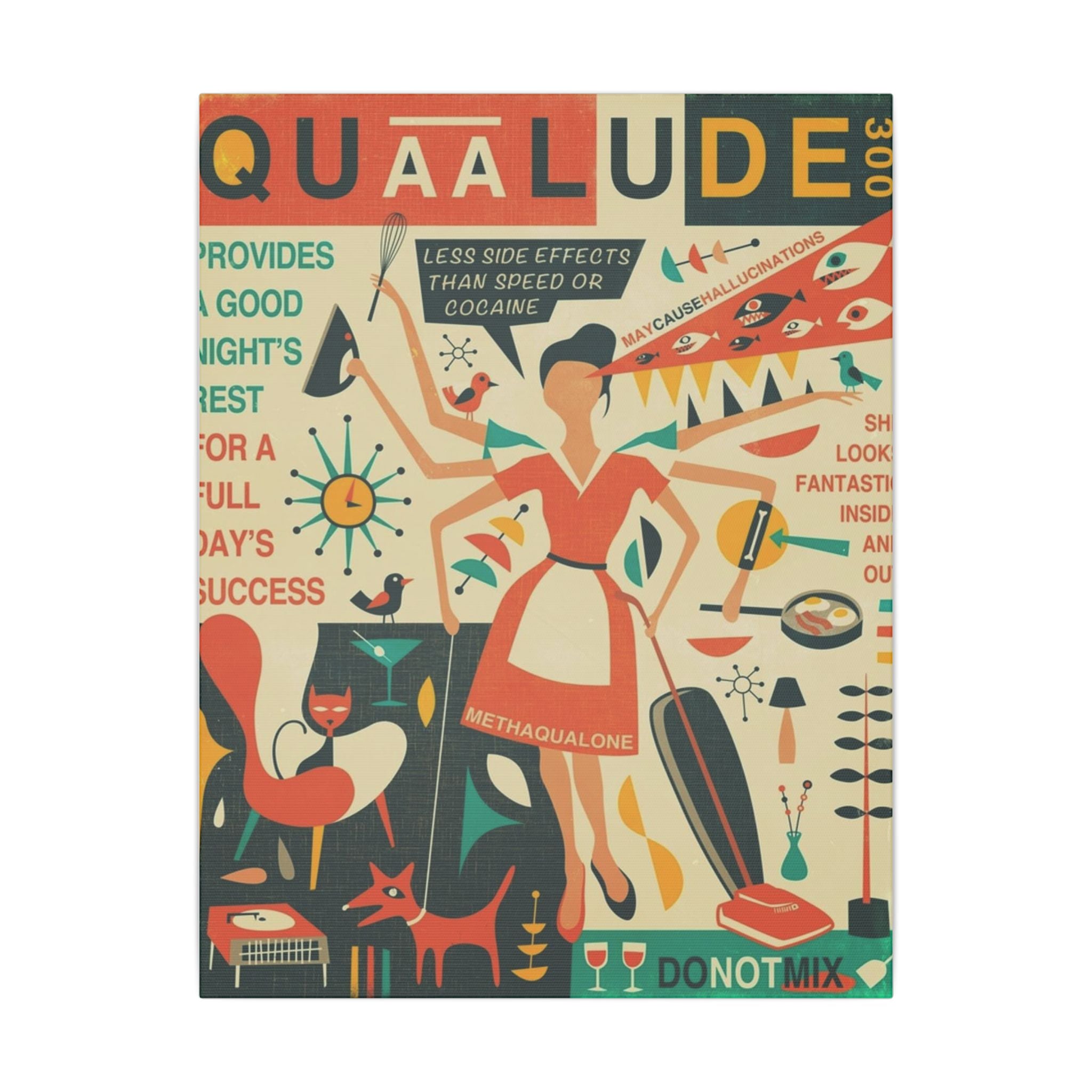 Retro Giclée Print Canvas - Vintage Quaalude Art