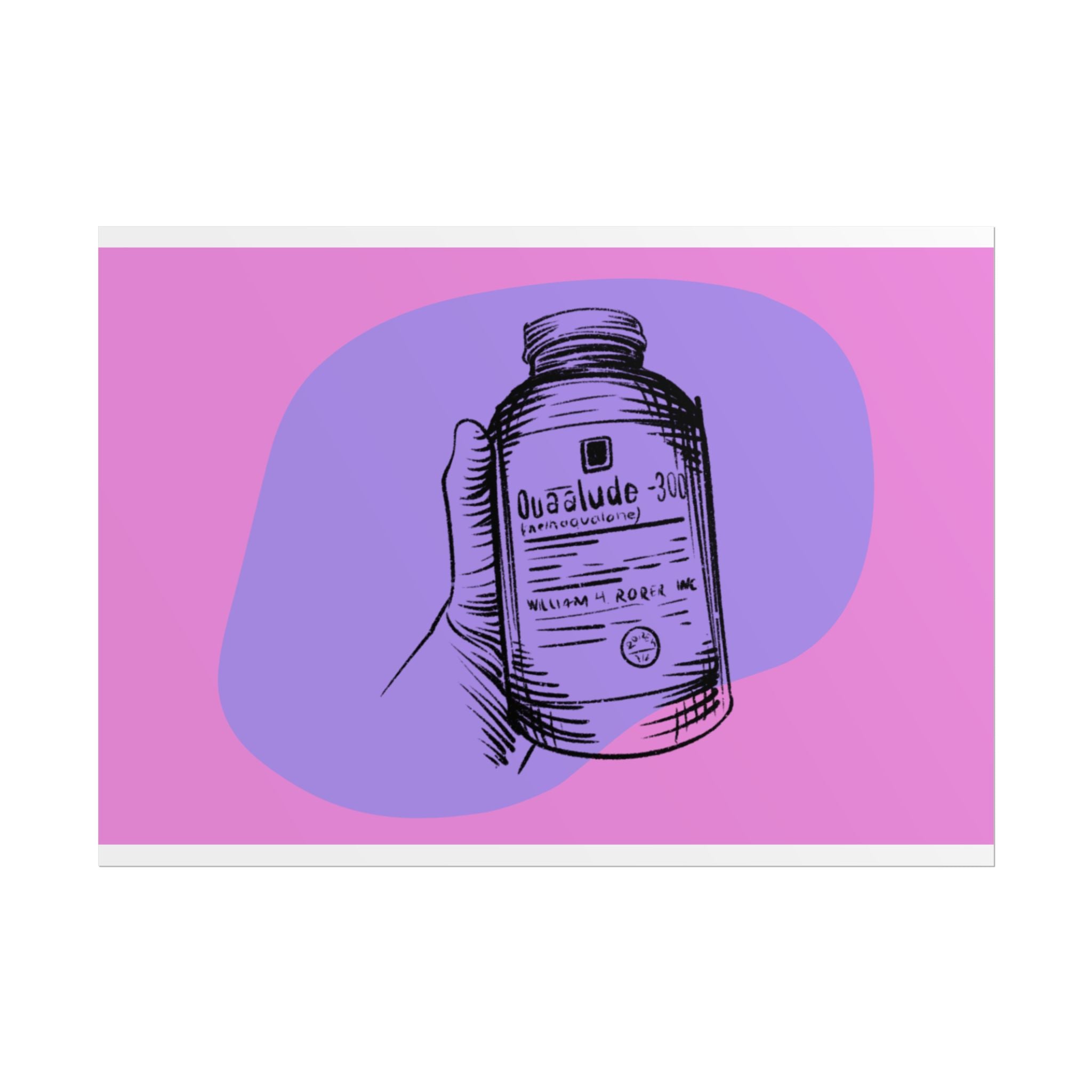 Quaalude 300 Art Print | Retro Aesthetic Rolled Poster for Vintage Vibe