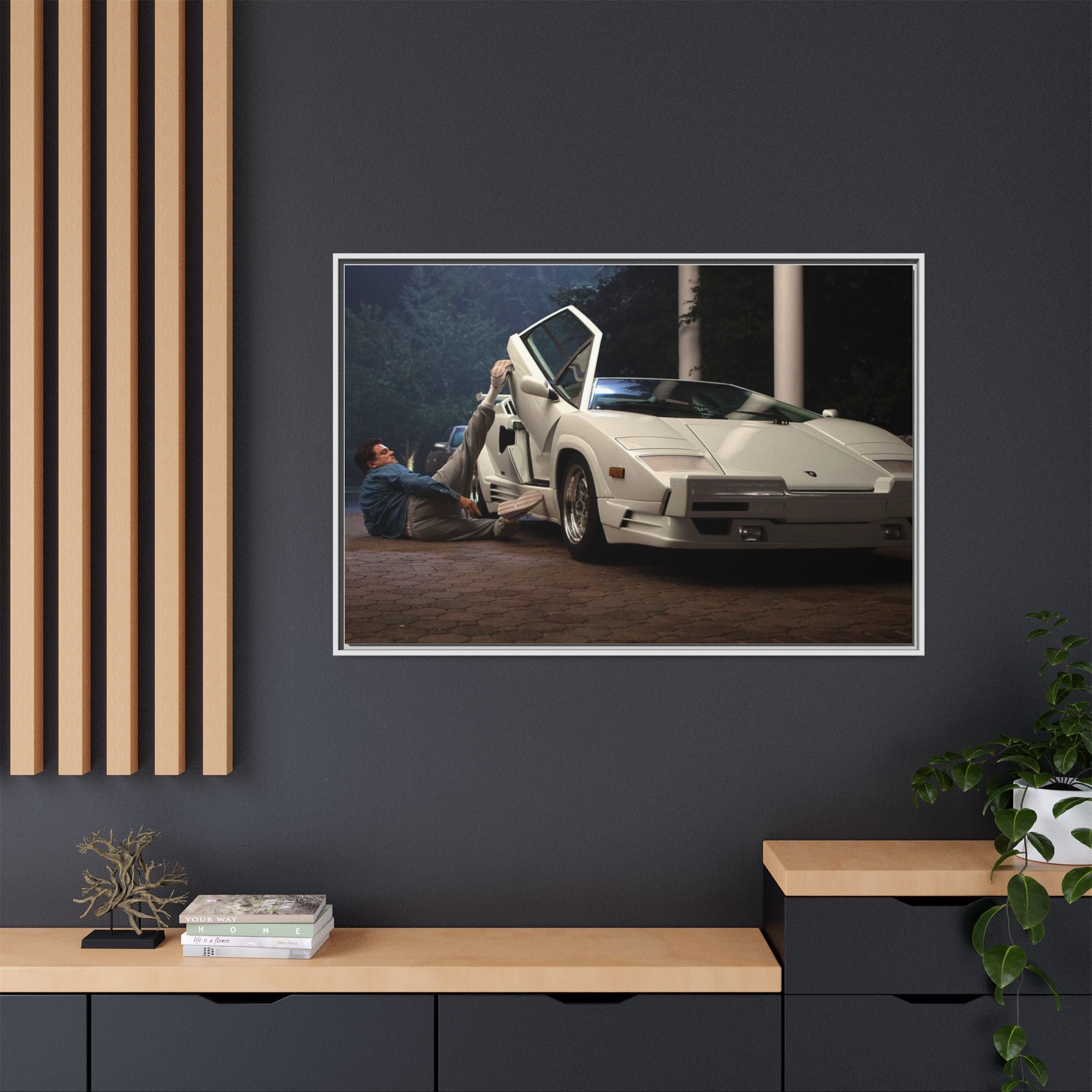 Retro Car Wall Art - Framed Matte Canvas Print for Car Enthusiasts