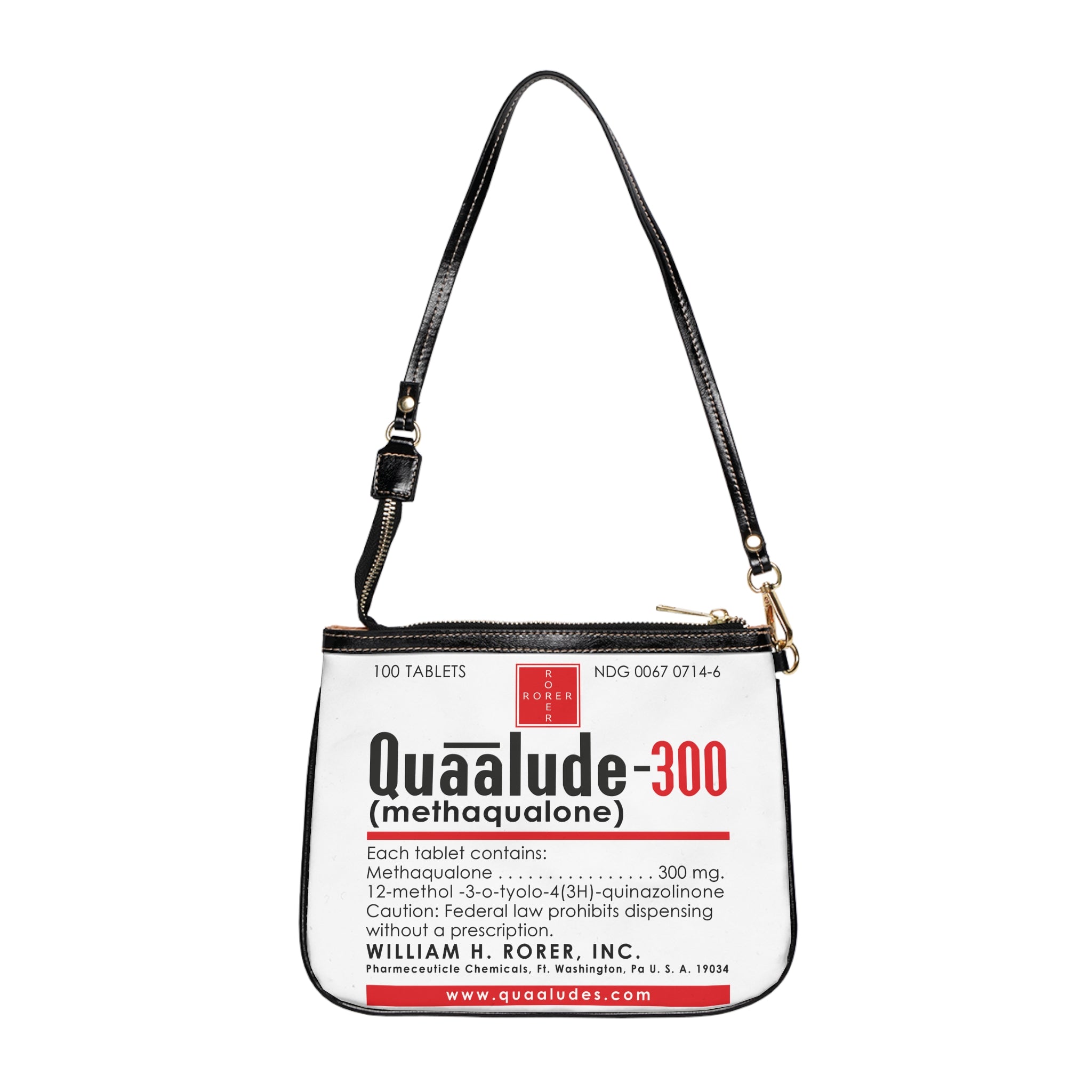 Vintage Quaalude Small Shoulder Bag - Retro Drug Label Design