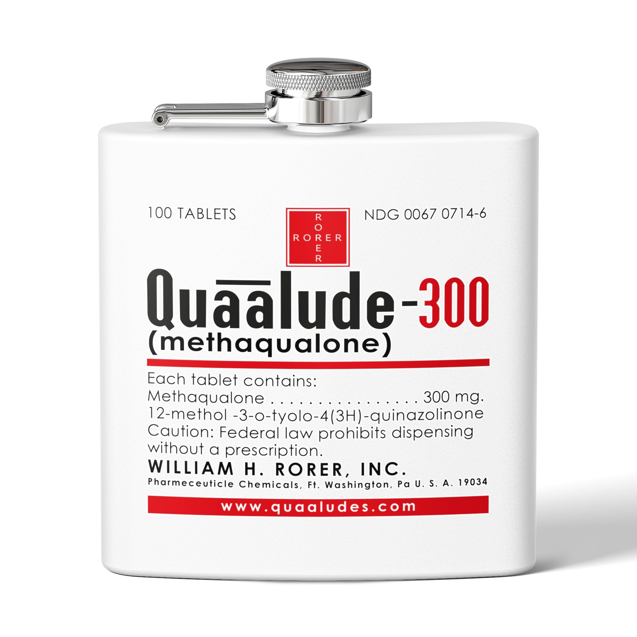 Quaalude Stainless Steel Flask