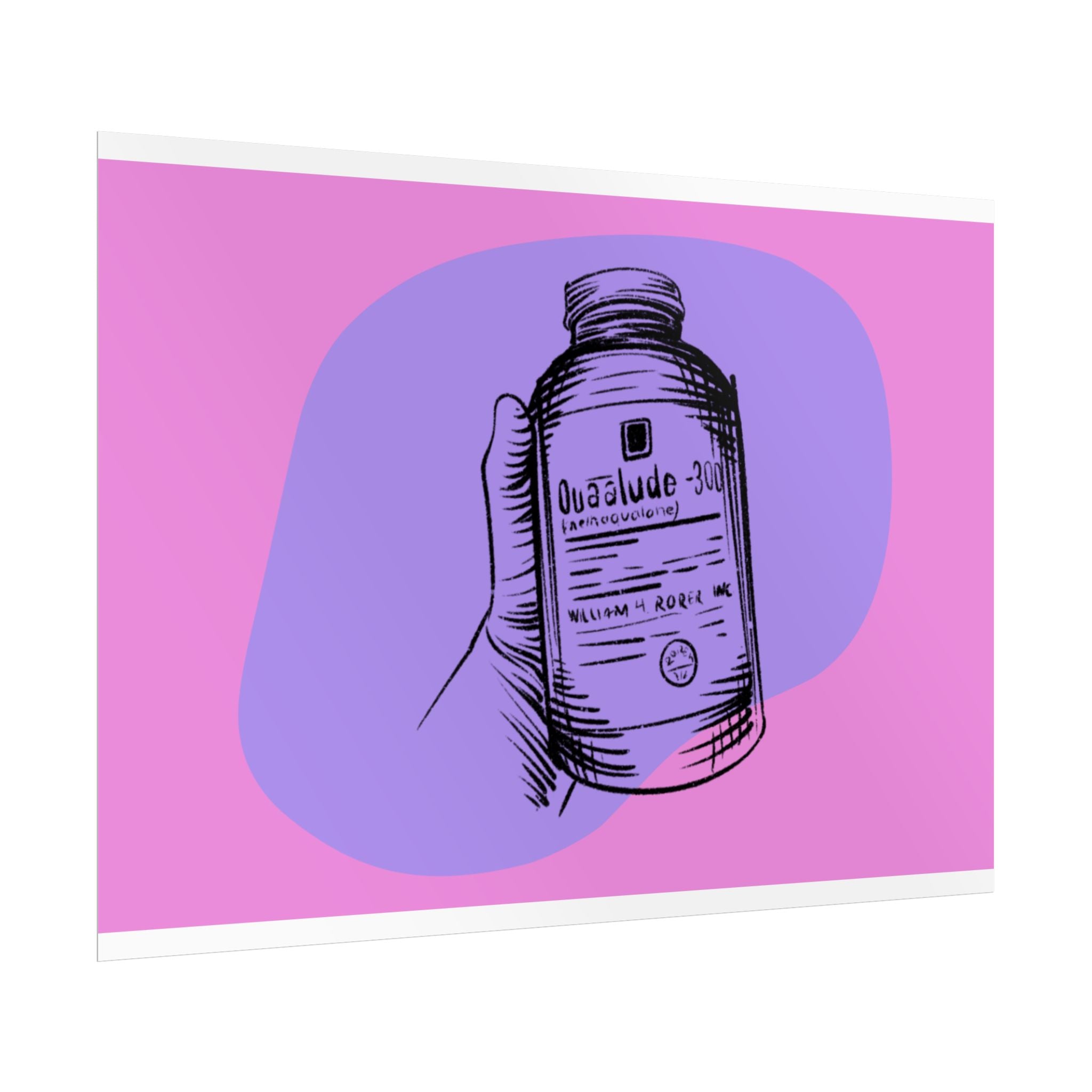 Quaalude 300 Art Print | Retro Aesthetic Rolled Poster for Vintage Vibe