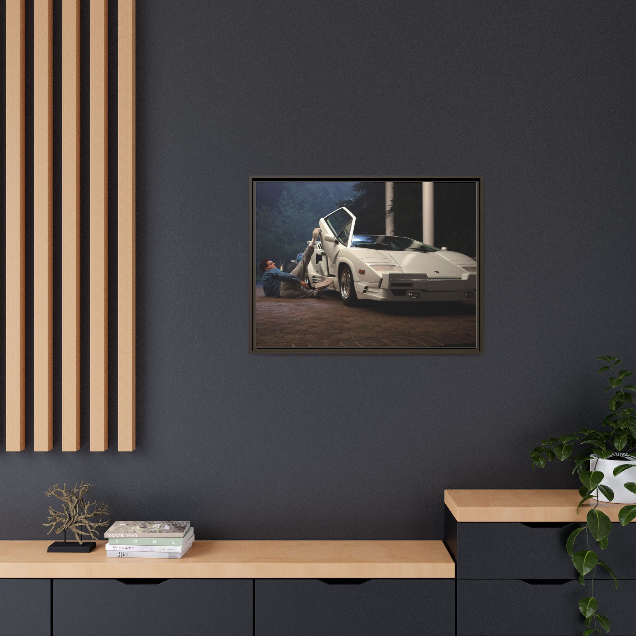 Retro Car Wall Art - Framed Matte Canvas Print for Car Enthusiasts