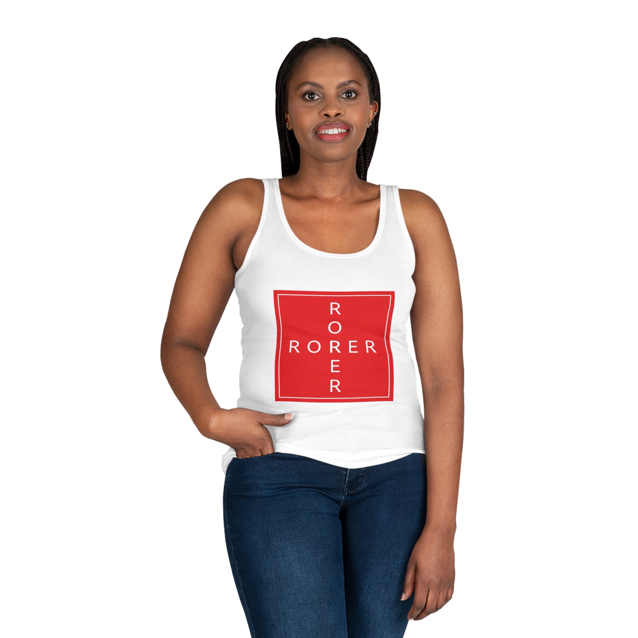 Red Bold Lettering Women's Tank Top - Casual Summer Wear