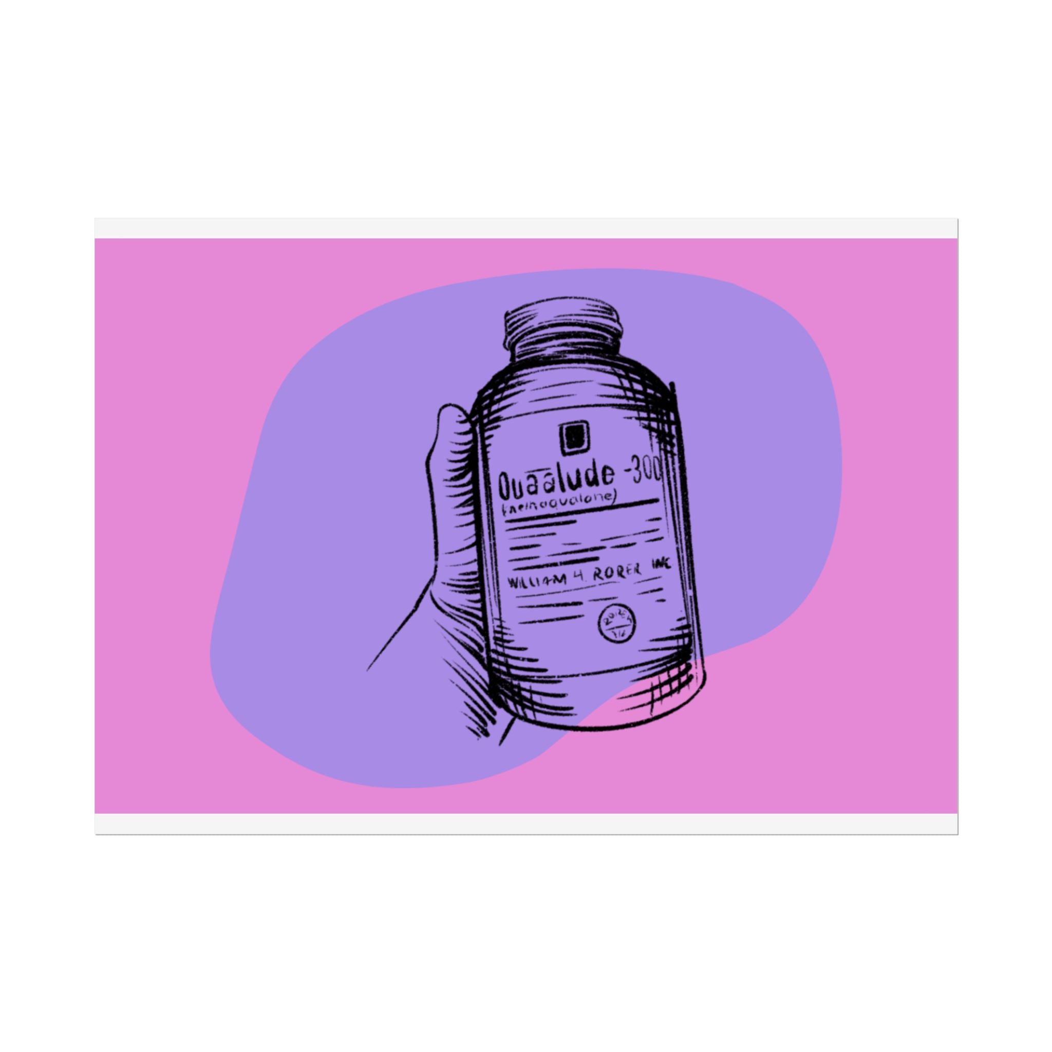 Quaalude 300 Art Print | Retro Aesthetic Rolled Poster for Vintage Vibe