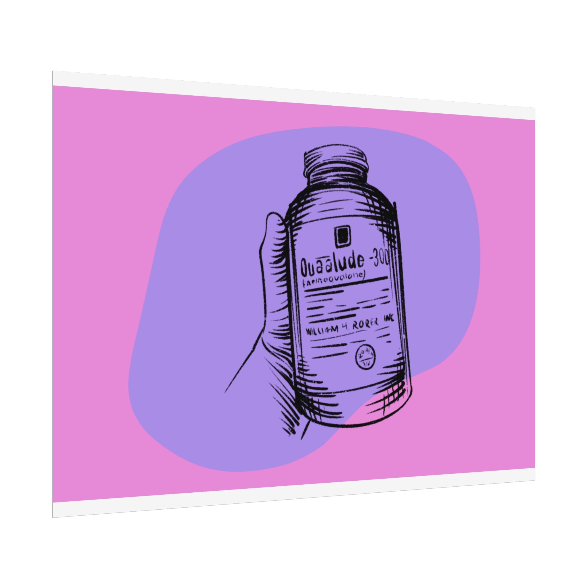 Quaalude 300 Art Print | Retro Aesthetic Rolled Poster for Vintage Vibe