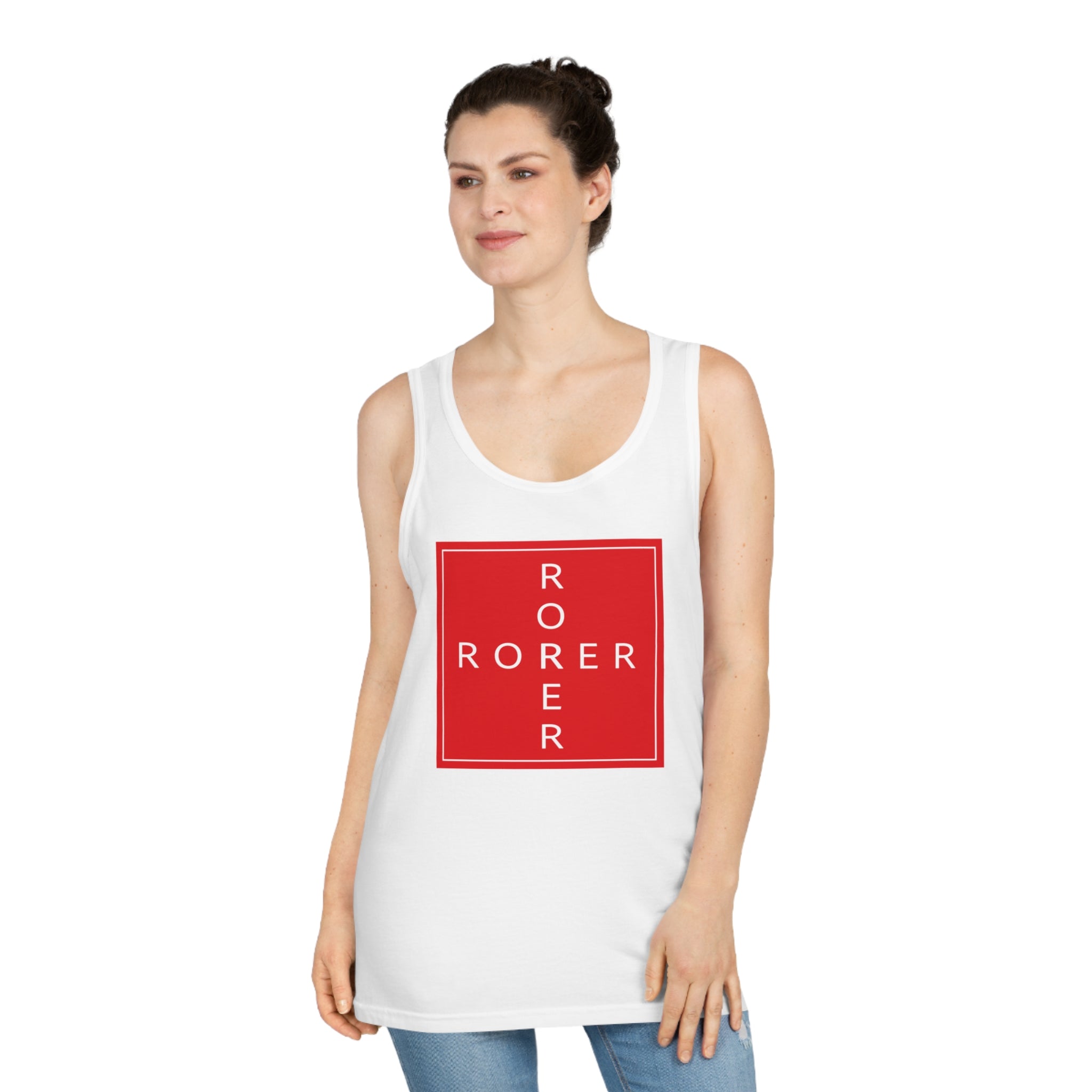 Unisex Softstyle™ Tank Top with Bold Red Graphic