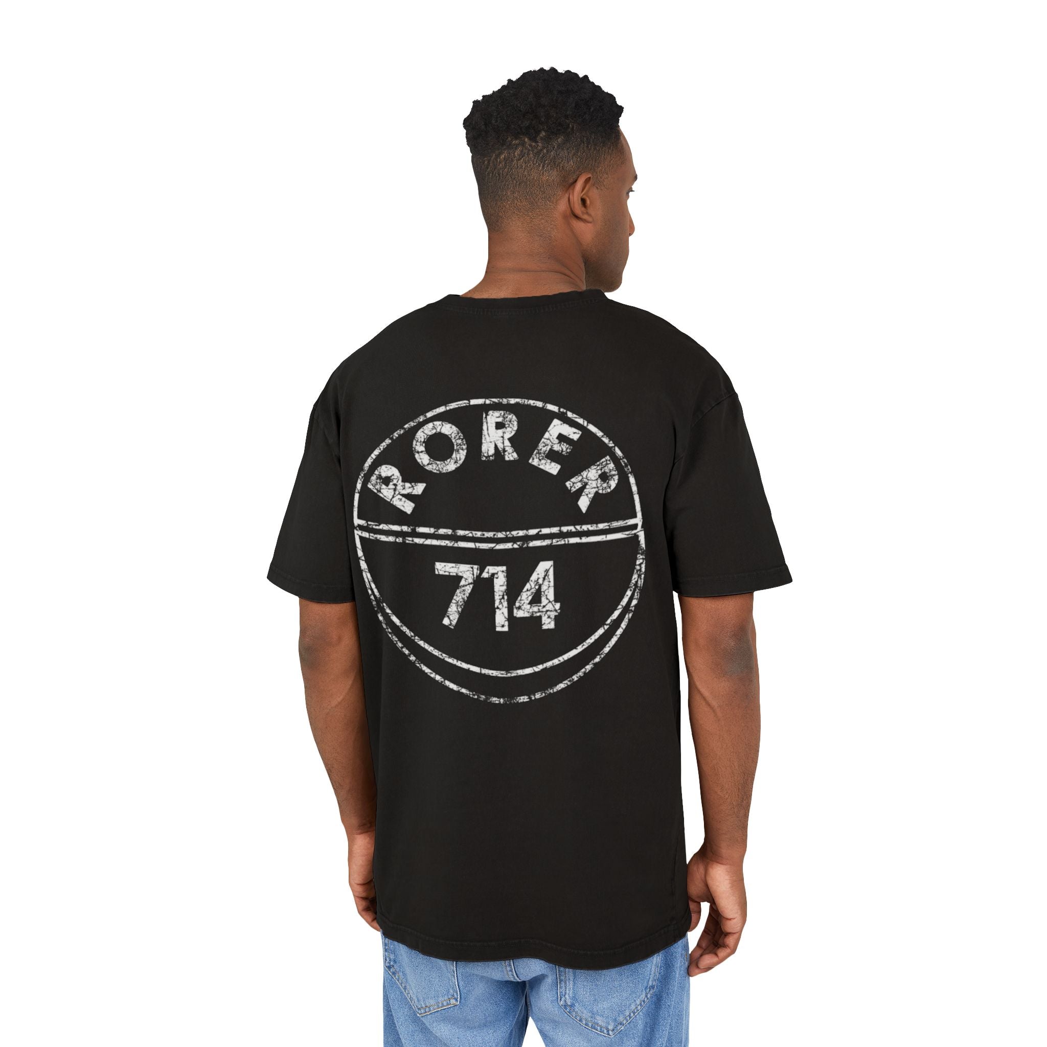 Syrevasket oversize T-shirt til mænd med retrografik