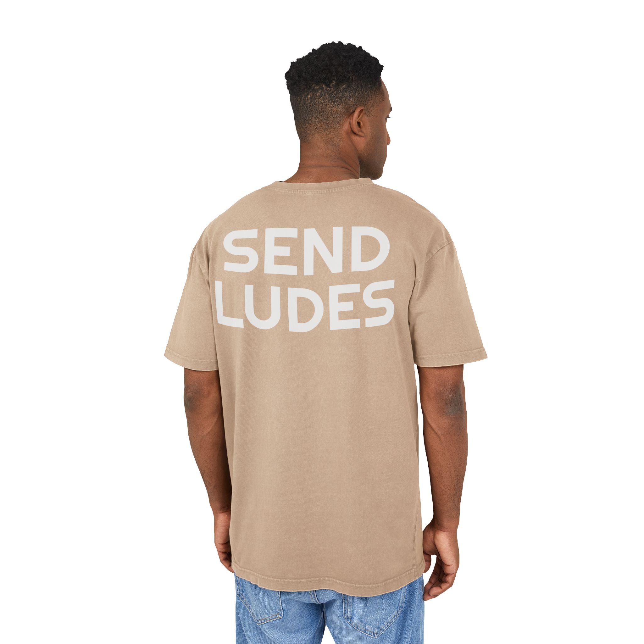 Men's Acid Washed Oversize Tee - Send Ludes Graphic Shirt for Casual Style